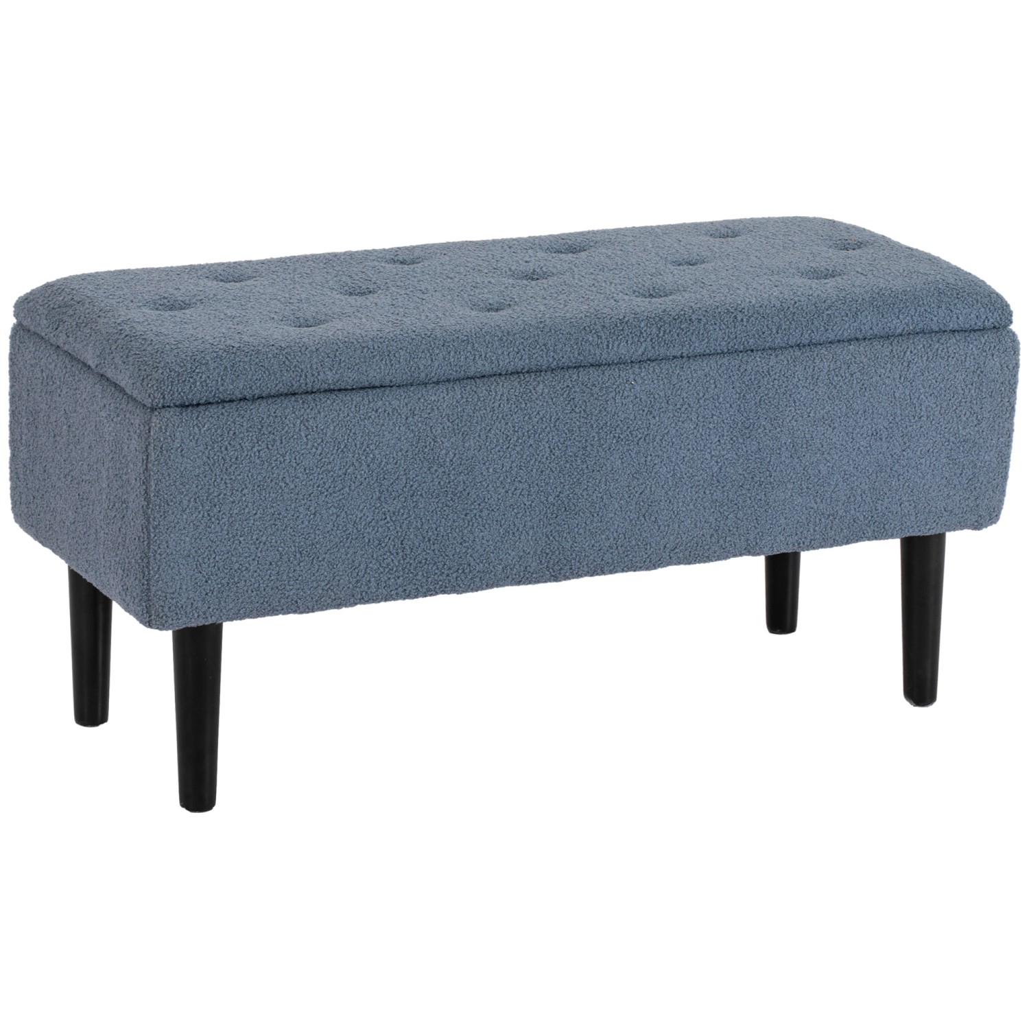 Thumbnail - HOMCOM Sitzbank mit Stauraum Klappdeckel Samtoptik Blau 95 x 38 x 45 cm