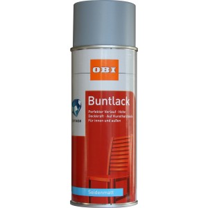 OBI Buntlack Spray RAL 7001 Silbergrau, seidenmatt, 400ml Dose.