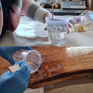 DD Composite Mischbecher Sets 350ml im Einsatz beim Harz mischen und gießen.