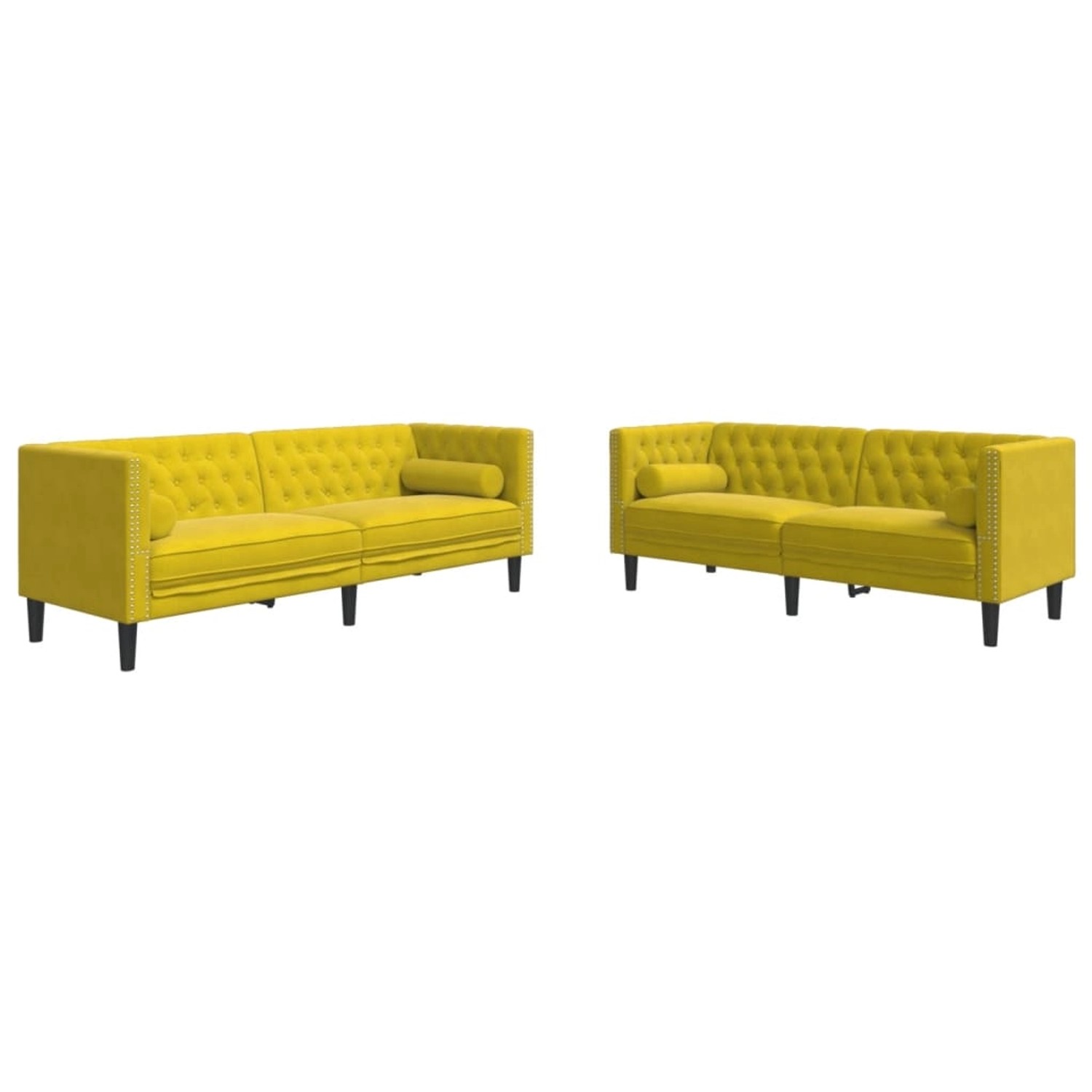 vidaXL 2-Tlg Chesterfield-Sofa-Set mit Nackenrollen Gelb Samt 3209297 günstig online kaufen