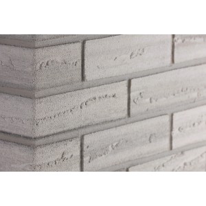 Elabrick Eckverblender Nebraska Grau, Detailaufnahme der Eckausbildung mit Verblendern.