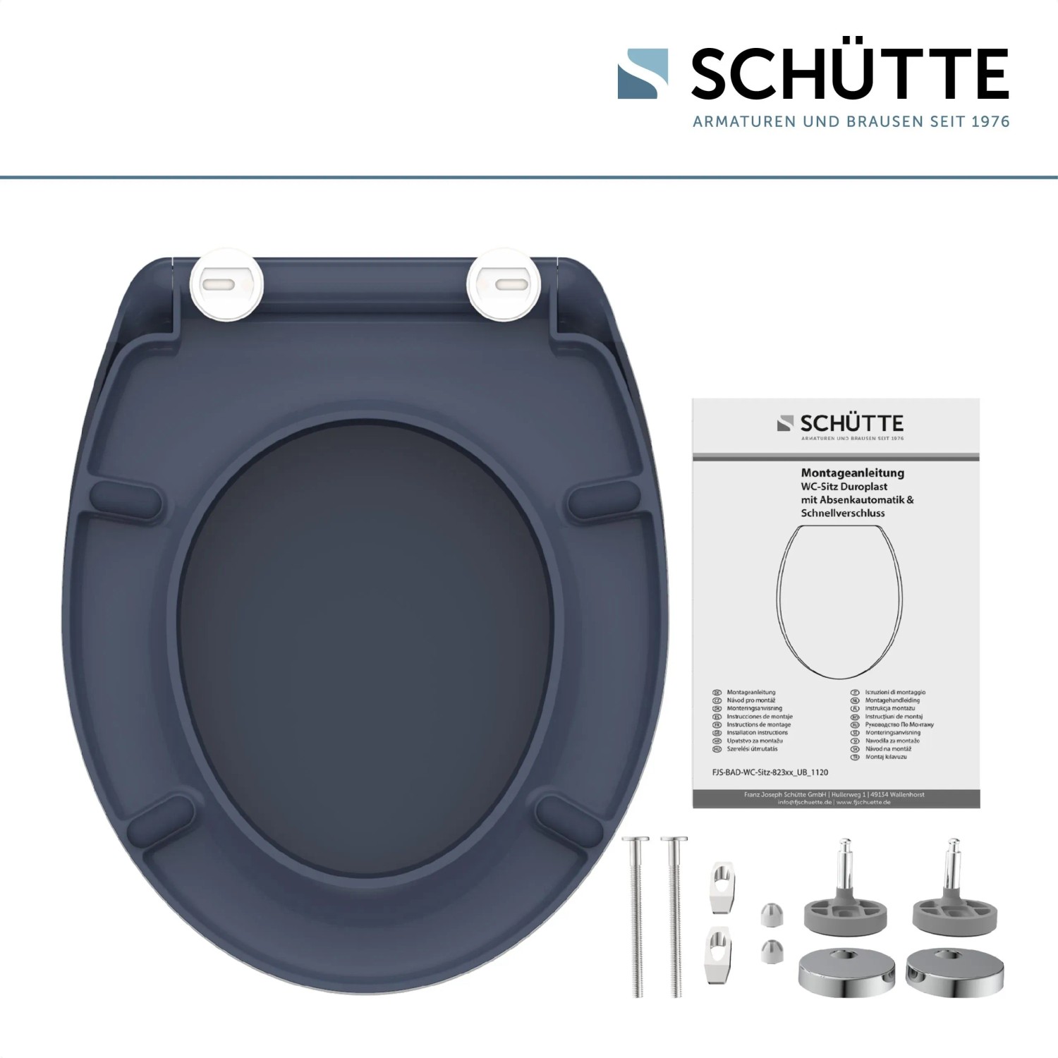 Schütte WC-Sitz Anthrazit Duroplast mit Absenkautomatik und Schnellverschluss.