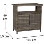 Outdoor-Schrank Vermont aus Polyrattan, Gartenschrank mit zwei Türen und Ablagefläche.