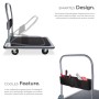 Tectake Plattformwagen Klappbarer Handgriff Mit Aufbewahrungsfach 2 Block und 2 Drehrollen 90 x 61 x 88 50 cm Schwarz_3