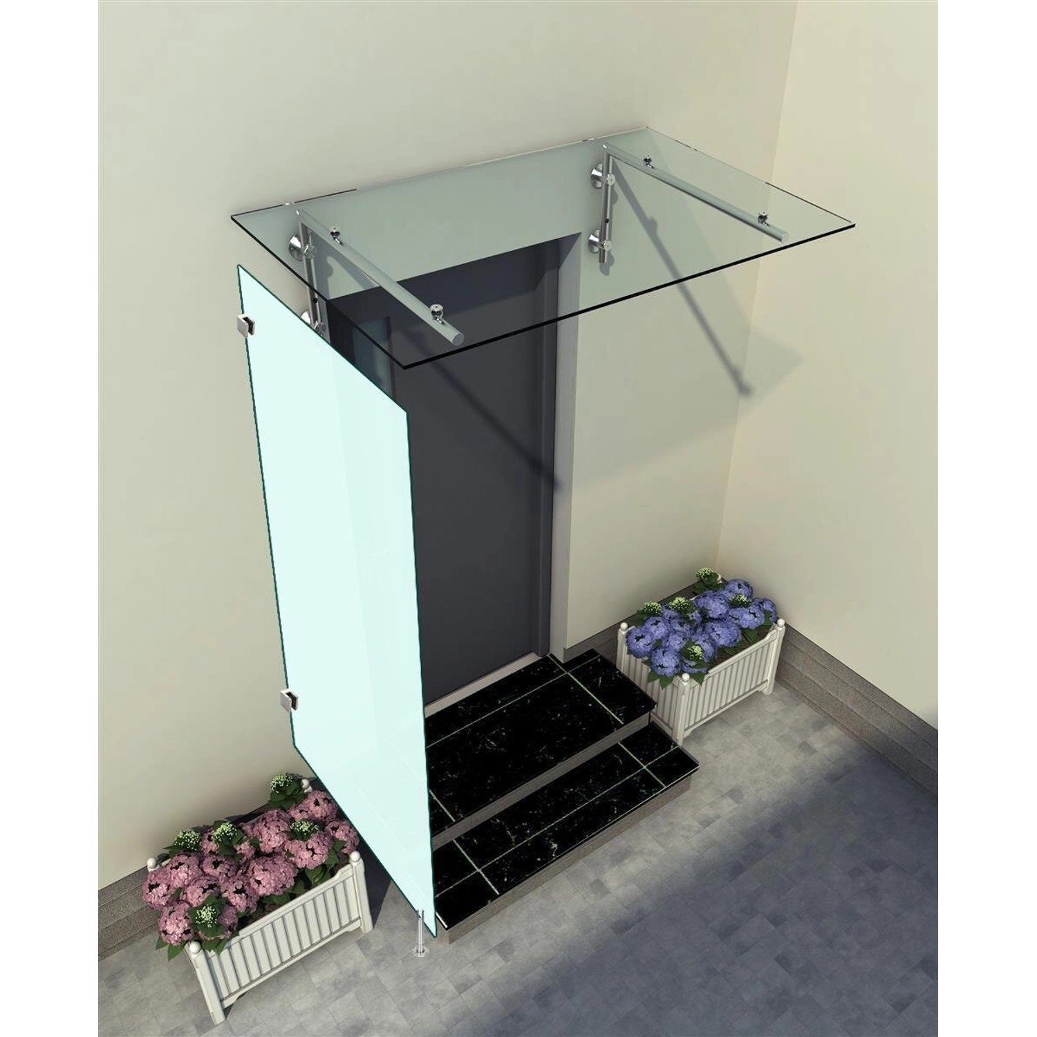 Glaszentrum Hagen 80x200x60 cm Seitenteil für Glasvordach Milchglas günstig online kaufen