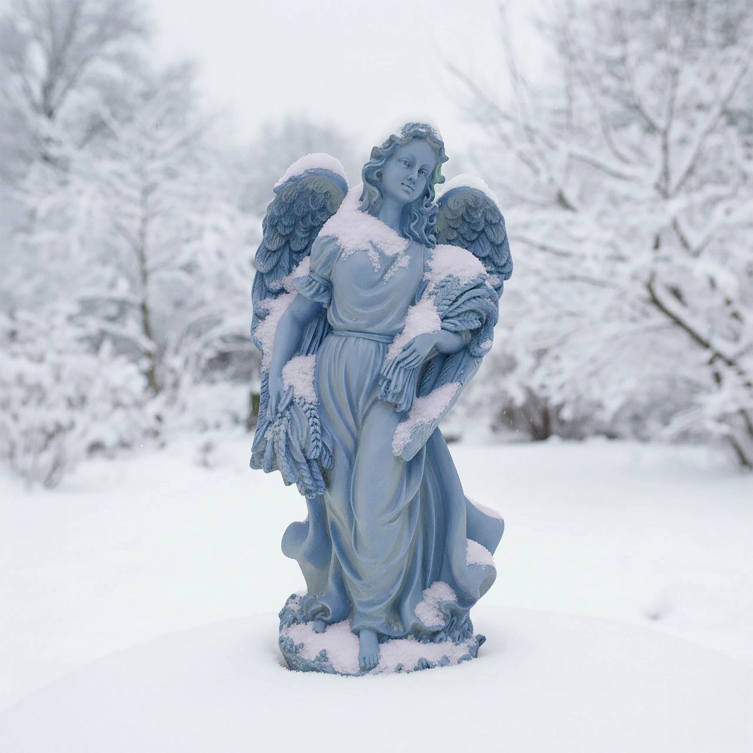 Relaxdays Grabengel Polyresin Grau Wetterfest Frostfest 46,5 cm x 23 cm x 14 cm_3
