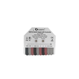 Weißer GLEDOPTO ESP32 WLED Unterputzaktor für digitale RGB LED-Stripes, 3-Kanal, 5-24V, mit Musikfunktion.