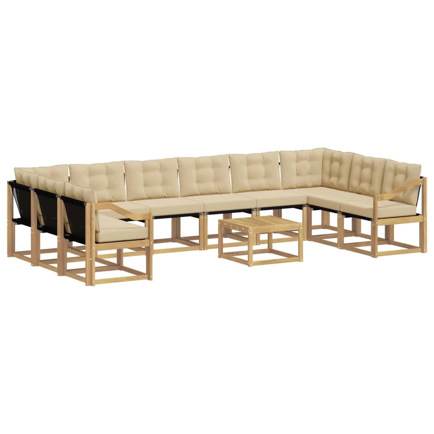 vidaXL Outdoor-Sofagarnitur mit Kissen 11 Stk Weiß und Beige 3389943