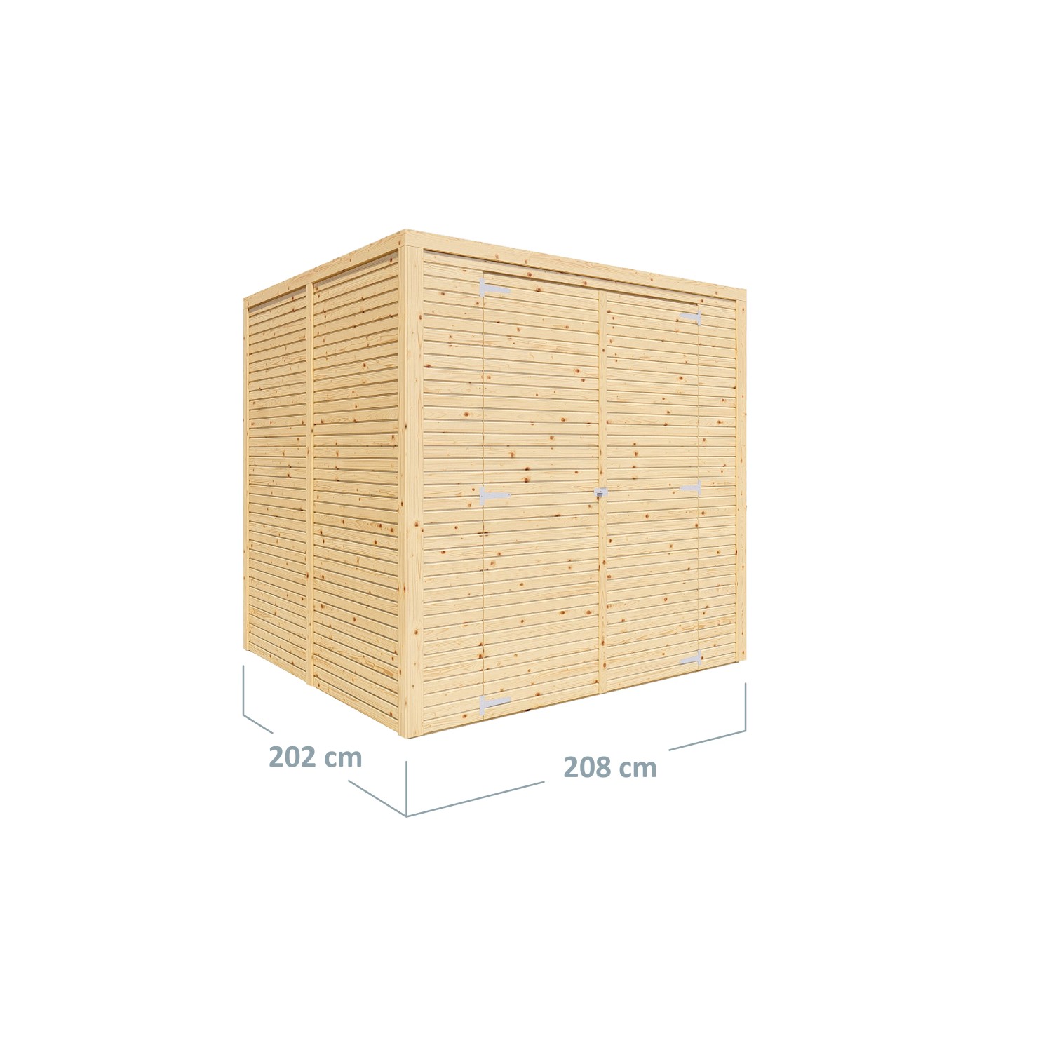 Bertilo Holz-Gartenhaus Box 3, Natur, 208x202 cm, aus FSC®-zertifiziertem Holz. Weekendhaus mit Doppeltür.