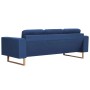 Blaues 3-Sitzer Sofa vidaXL Modell 4 mit Stoffbezug und Holzfüßen.