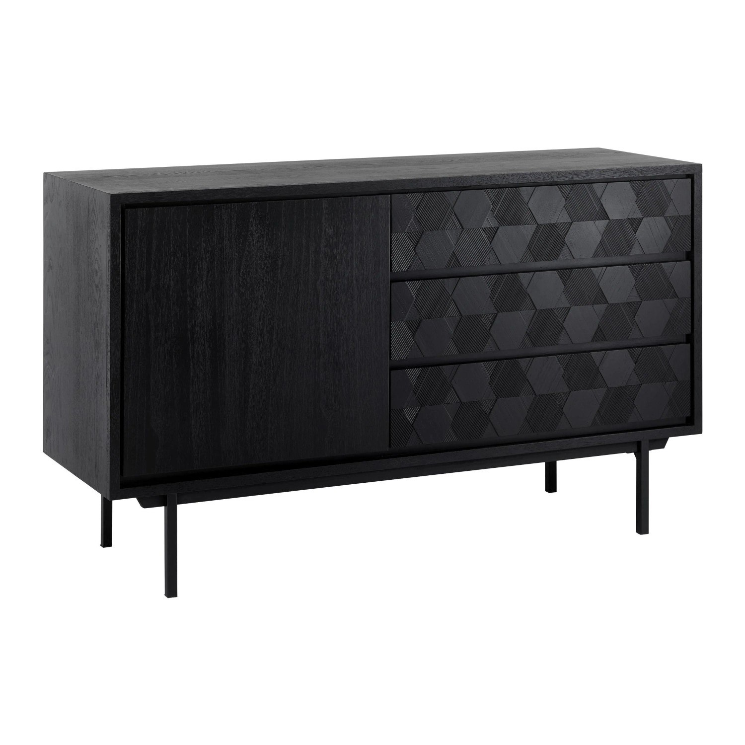 Bessagi Home Sideboard Roma ca. 131x77 cm MDF Schwarz