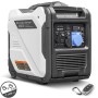 STAHLWERK IG 5500 ST Inverter Stromgenerator, weiß-grau, 5,5 kW, mit Anschlüssen und Fernbedienung für mobile Stromversorgung.