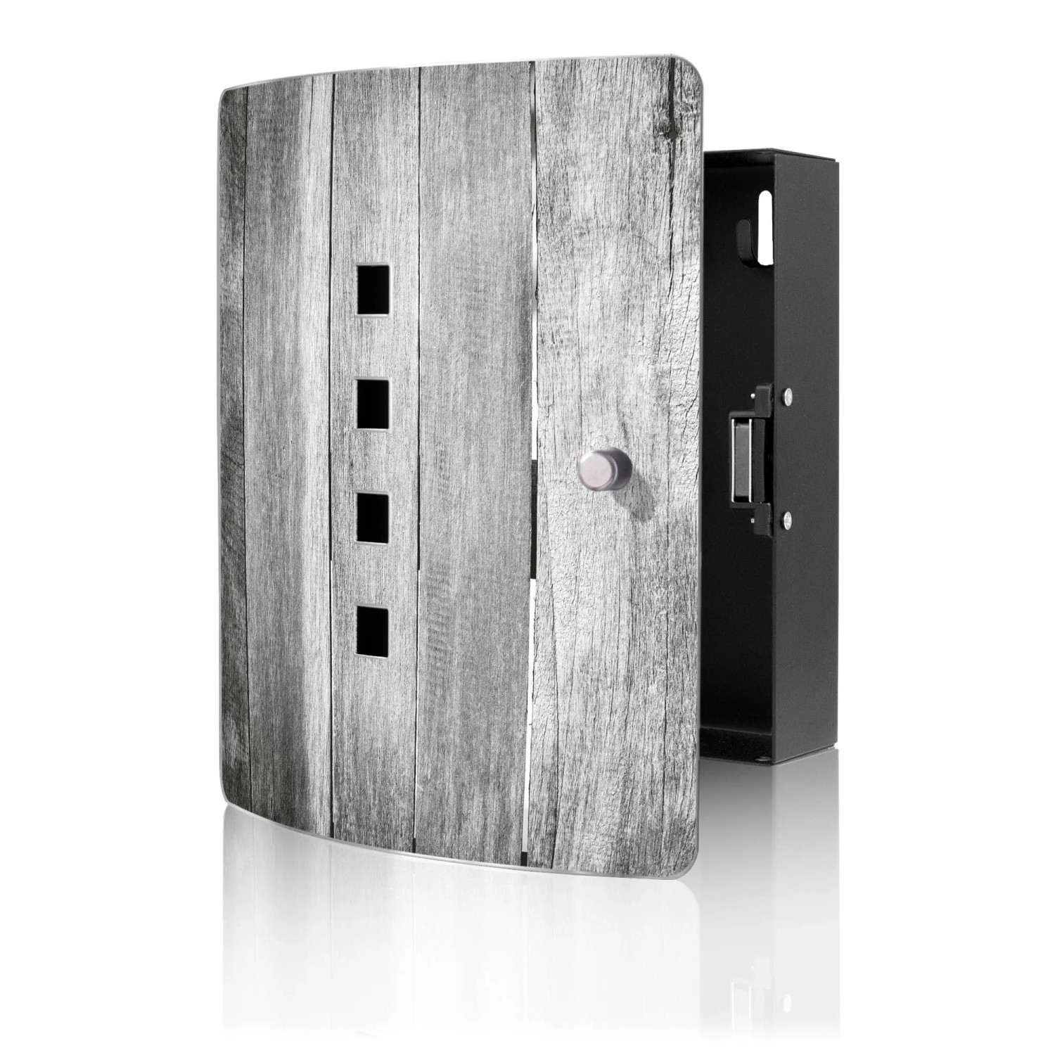 Banjado Design Schlüsselkasten Aus Edelstahl Für 10 Schlüssel 24x21,5x7cm Mit Magnetverschluss Motiv Holz Monochrom