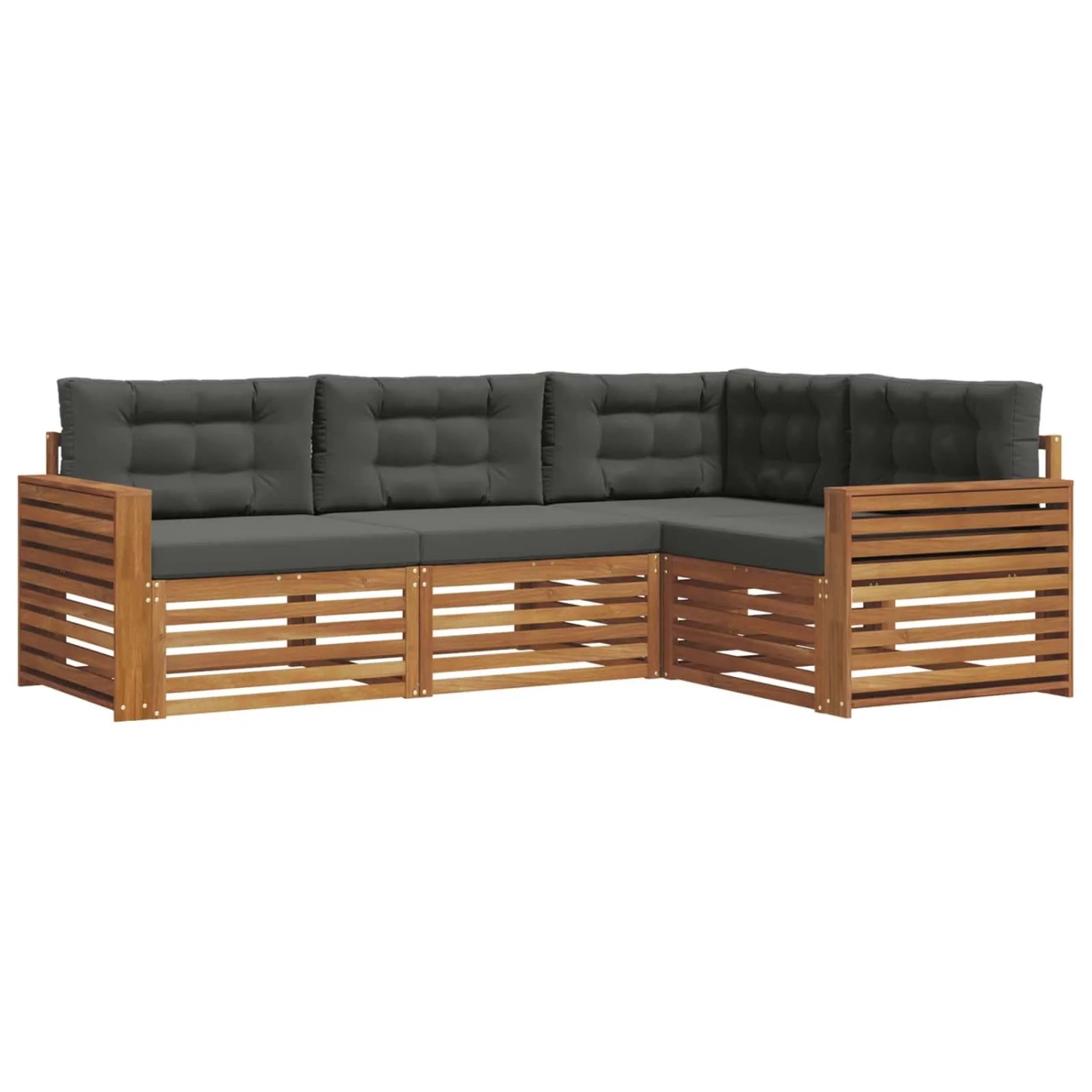 vidaXL Outdoor-Sofagarnitur mit Kissen 4-Tlg Natur und Anthrazit 3373387
