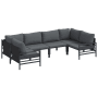 vidaXL Garten-Sofa-Set, 6-teilig, anthrazitfarbenes Stahl-Lounge-Set für den Garten.