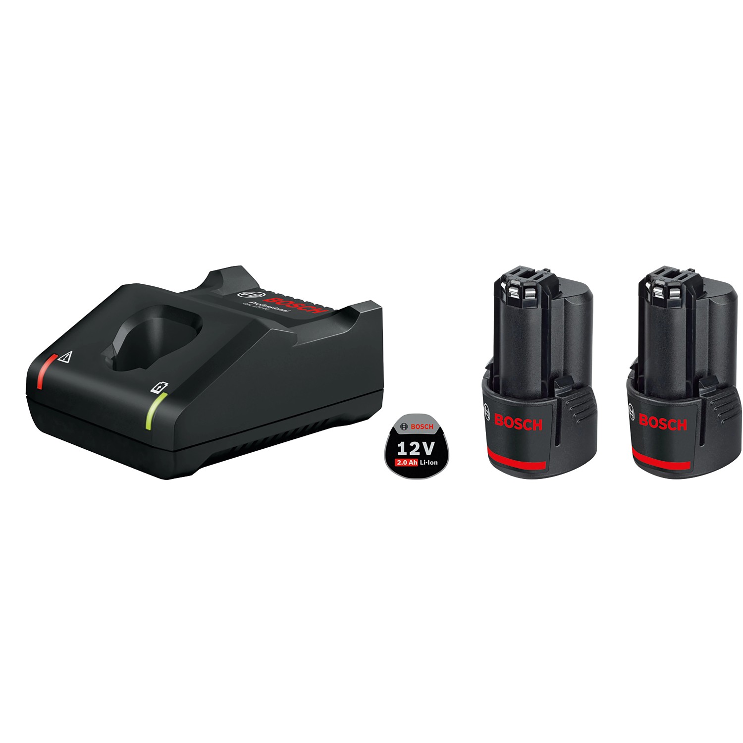 Bosch Professional 1600A019R8 GAL 12V-40 + 2x GBA 12V 2.0Ah Werkzeug-Akku und Ladegerät 12 V 2 Ah L