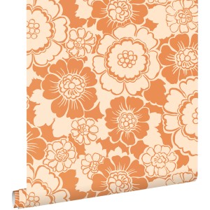 ESTAhome Tapete Retro Blumen Orange 50 x 900 cm