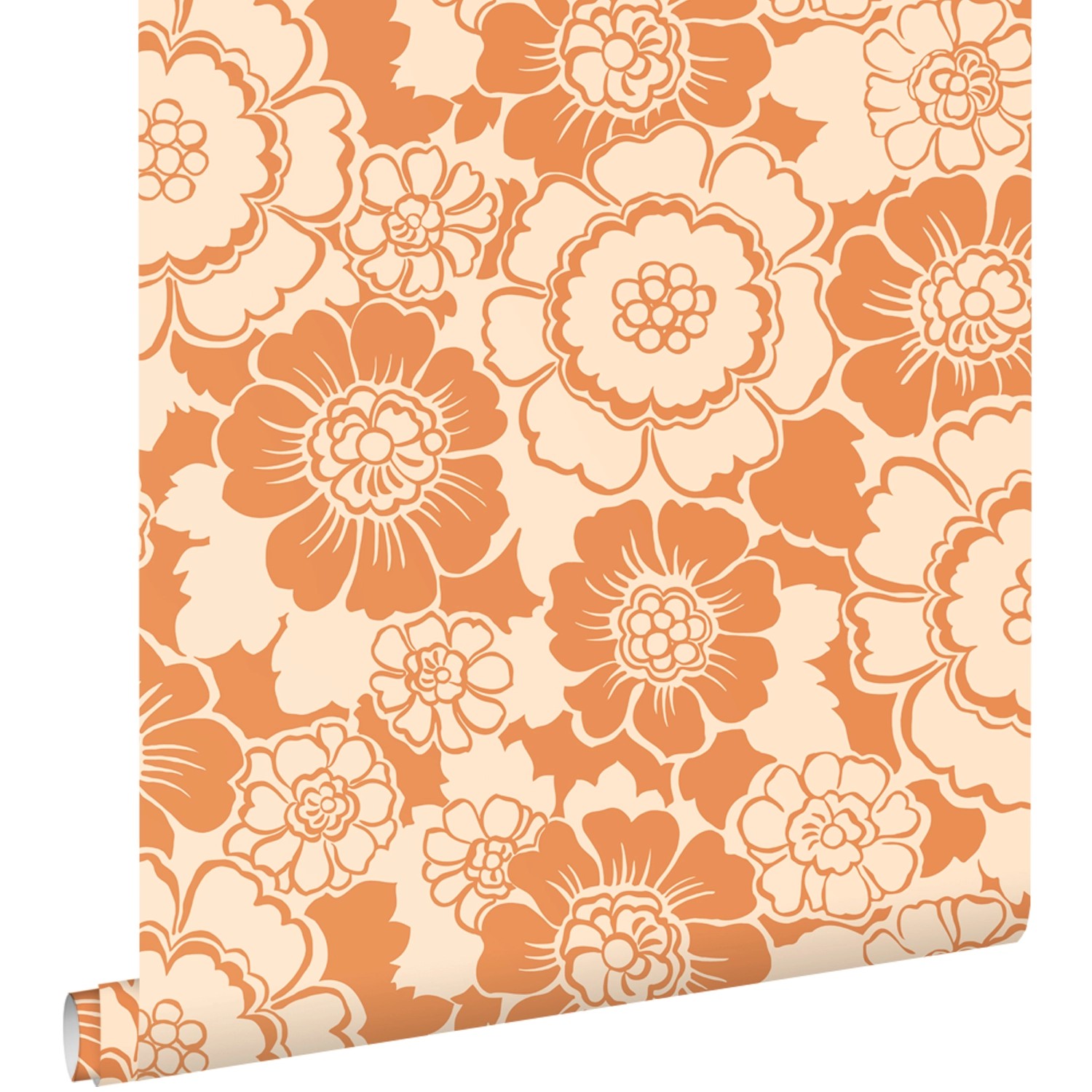 ESTAhome Tapete Retro Blumen Orange 50 x 900 cm günstig online kaufen