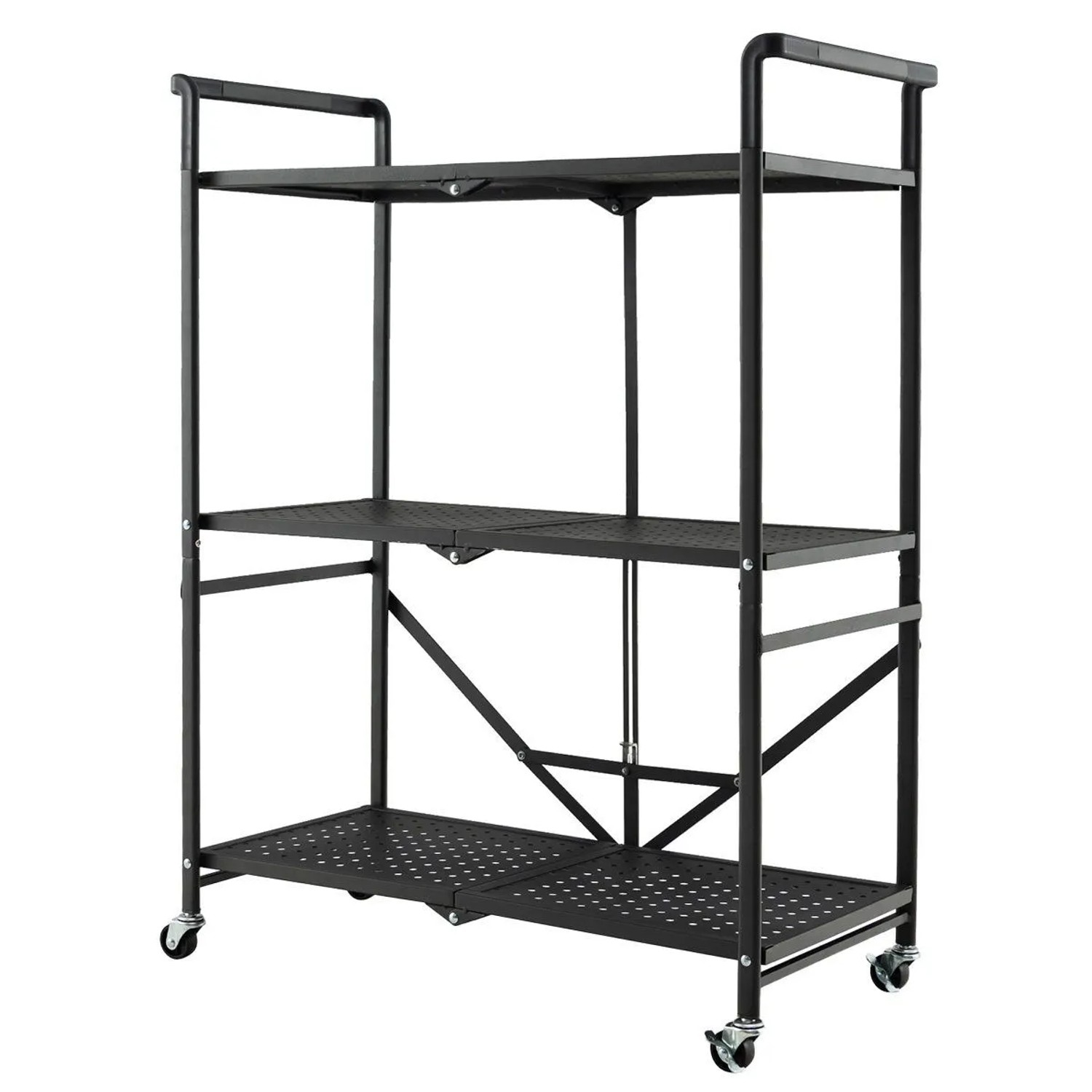 Costway Servierwagen Klappbar Küchenwagen Allzweckwagen Schwarz günstig online kaufen