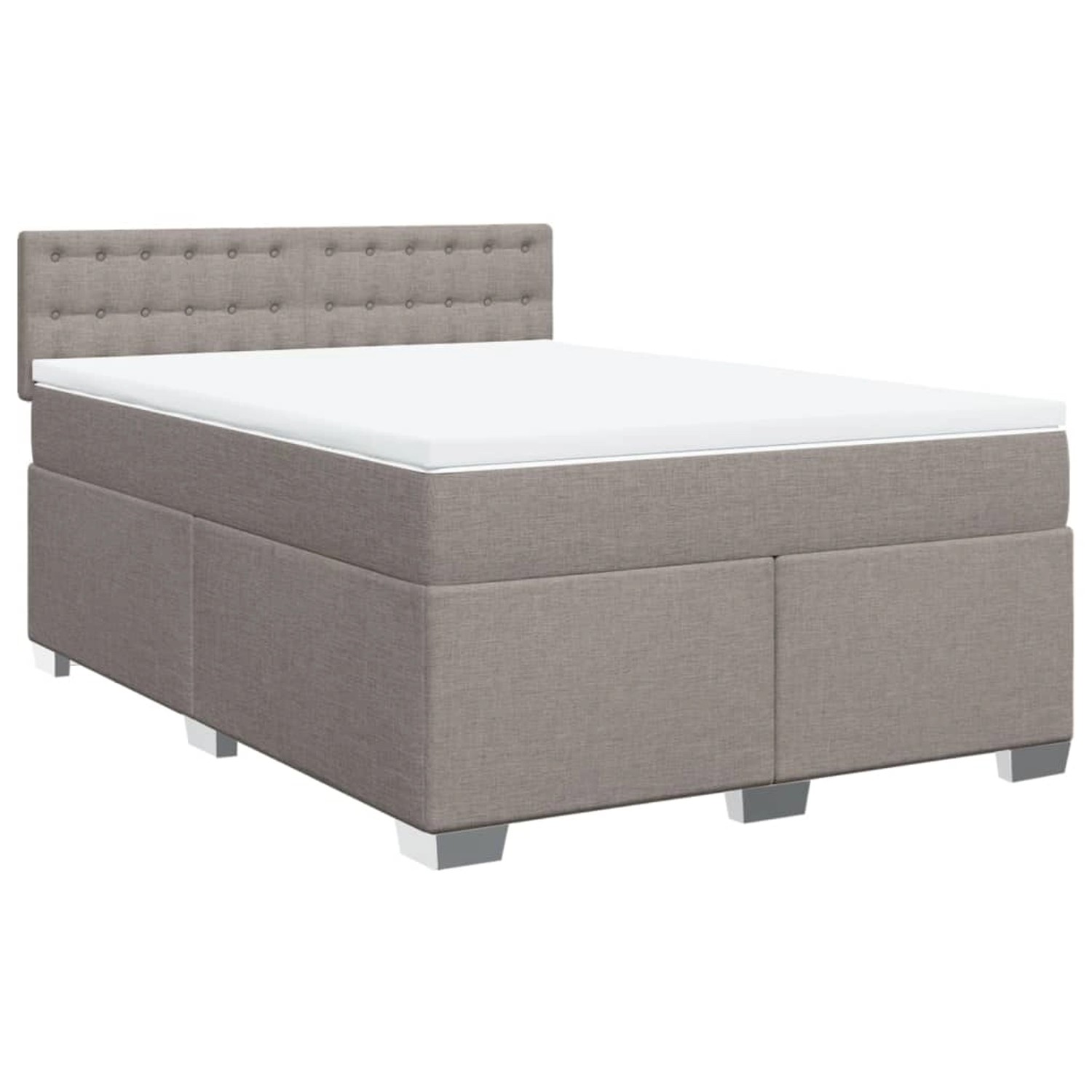 vidaXL Boxspringbett mit Matratze Taupe 140x190 cm Stoff 3285901