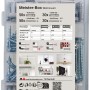 Fischer Meister-Box Wohnraum mit 160 Dübeln und Schrauben in transparenter Kunststoffbox.