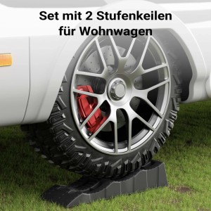 XPOtool Auffahrkeile für Wohnmobil/Wohnwagen, 2er Set, unter Reifen auf Rasen
