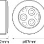 Osram LED Nachtlicht DOT-it Classic, 0,23W, 7000K, Ø 6,8cm, technische Zeichnung mit Maßen.