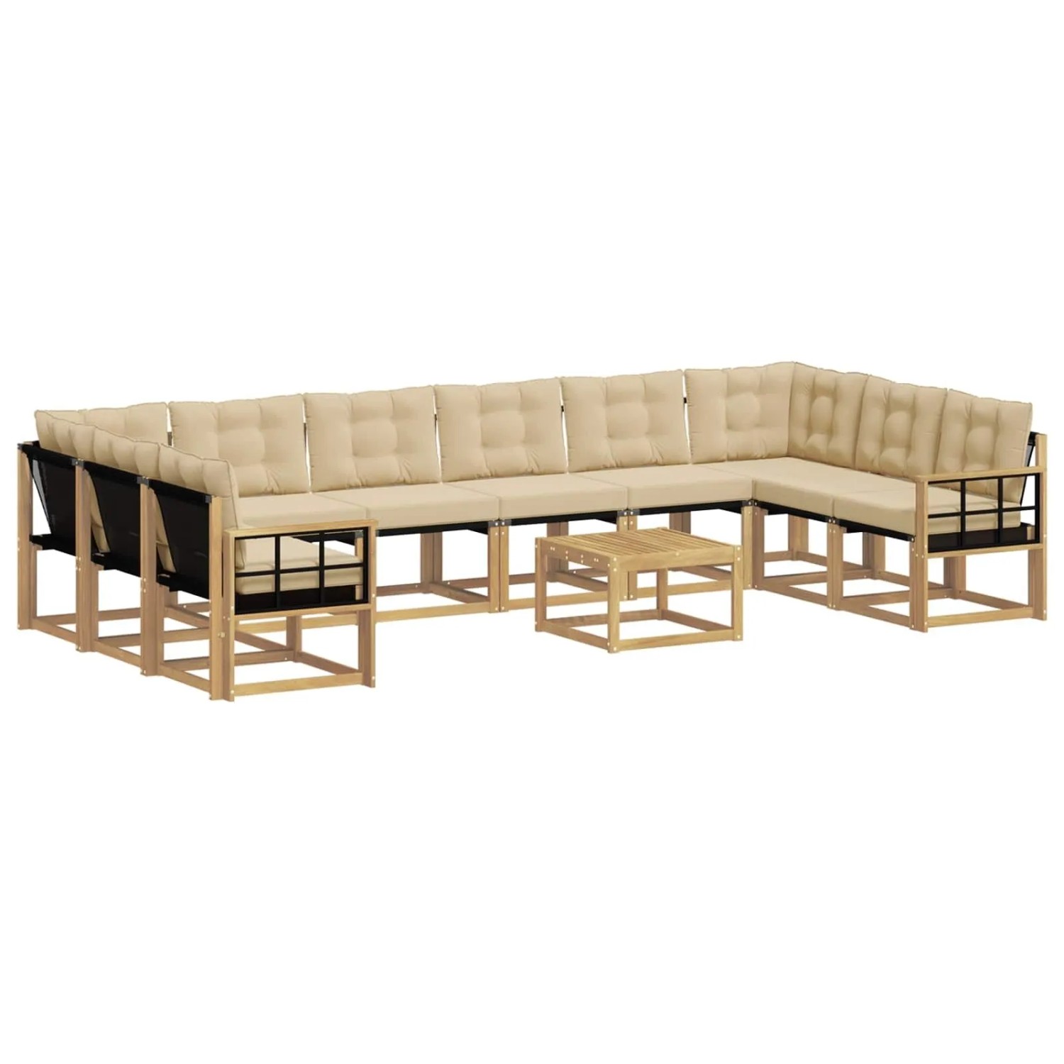 vidaXL Outdoor-Sofagarnitur mit Kissen 11 Stk Weiß und Beige 3389939