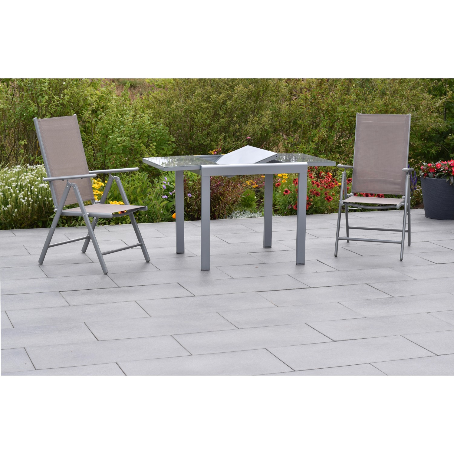 Merxx Amalfi Set 3-tlg 2 Klappsessel Gartentisch Ausziehbar 80 (120)x70 cm günstig online kaufen