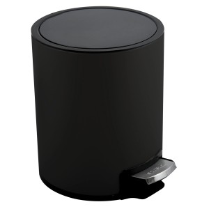 Schwarzer Spirella Kosmetikeimer Riku, 3 Liter, mit Pedal und Soft-Close-Deckel.
