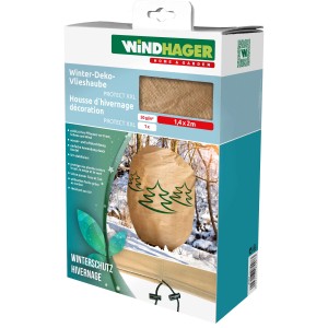 Windhager Winter-Deko-Vlieshaube Protect Tannenbaum 1,4x2m, dekorative Schutzhaube für Pflanzen.
