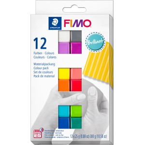 FIMO Modelliermasse Soft, 12 brillante Farben im Set, ideal zum Basteln und Modellieren.