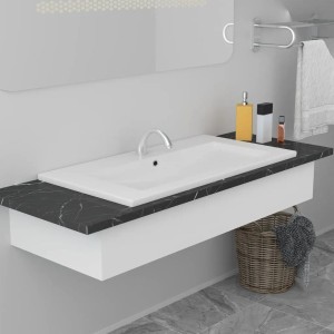 vidaXL Einbauwaschbecken 91x39,5x18,5 cm Keramik Weiß 145063