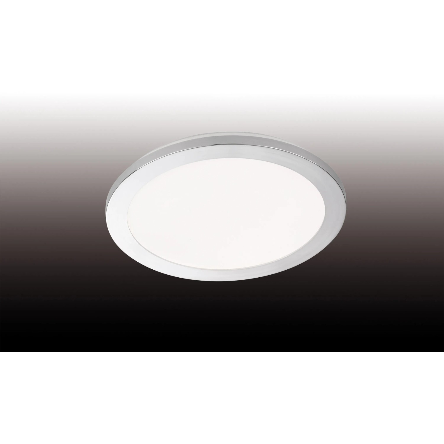 Runde LED-Deckenleuchte Gotland von Fischer & Honsel, weiß-chrom, 15W, 2100 Lumen.