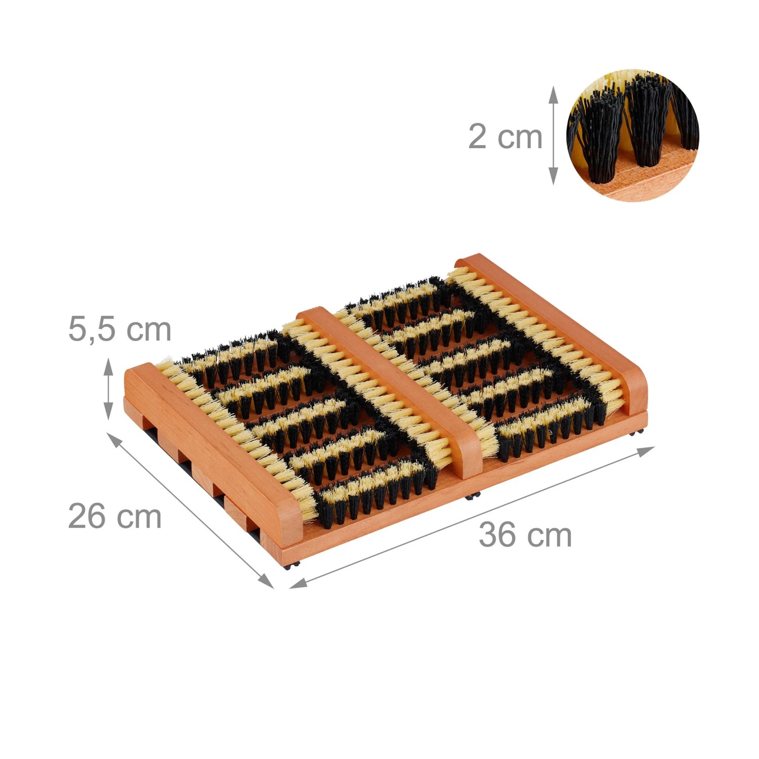 Relaxdays Schuhabstreifer Pappelholz PVC Braun Schwarz Rutschfest 5,5 cm x 36 cm x 26 cm 1,1 kg_4