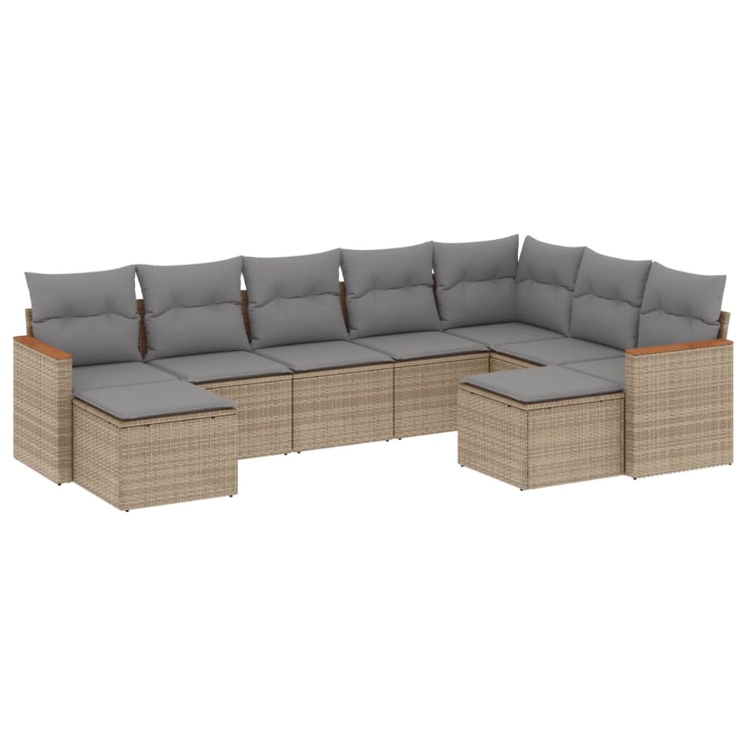 vidaXL 9-Tlg Garten-Sofagarnitur mit Kissen Beige Poly Rattan 3258944 günstig online kaufen