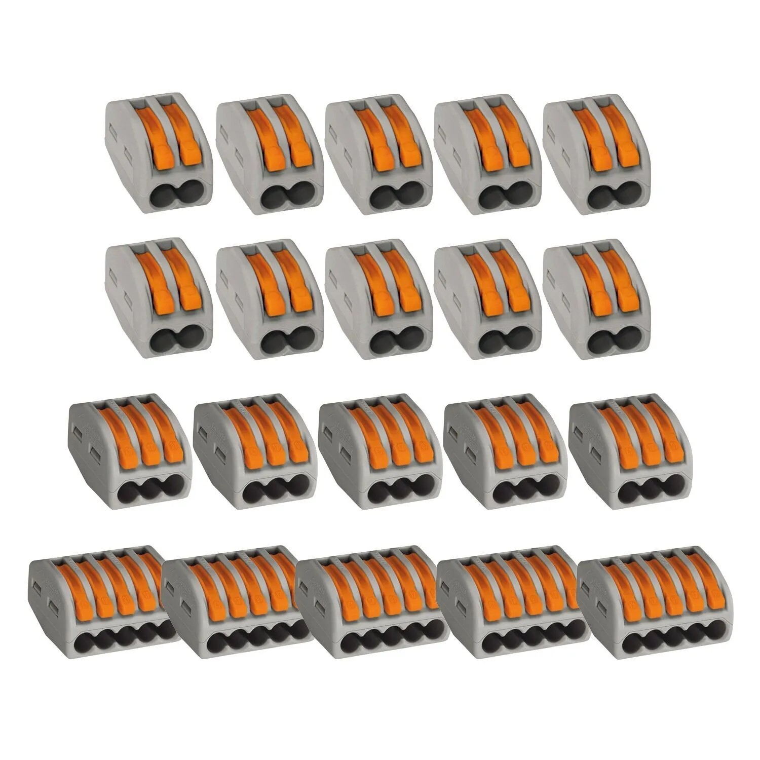 vasalat Set WAGO 222 Verbindungsklemmen 2-polig 3-polig 5-polig 0,08-4 mm² 20-teilig