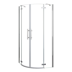 AICA Runddusche 90x90cm mit Klarglas und chromglänzendem Rahmen. Viertelkreis Duschkabine.