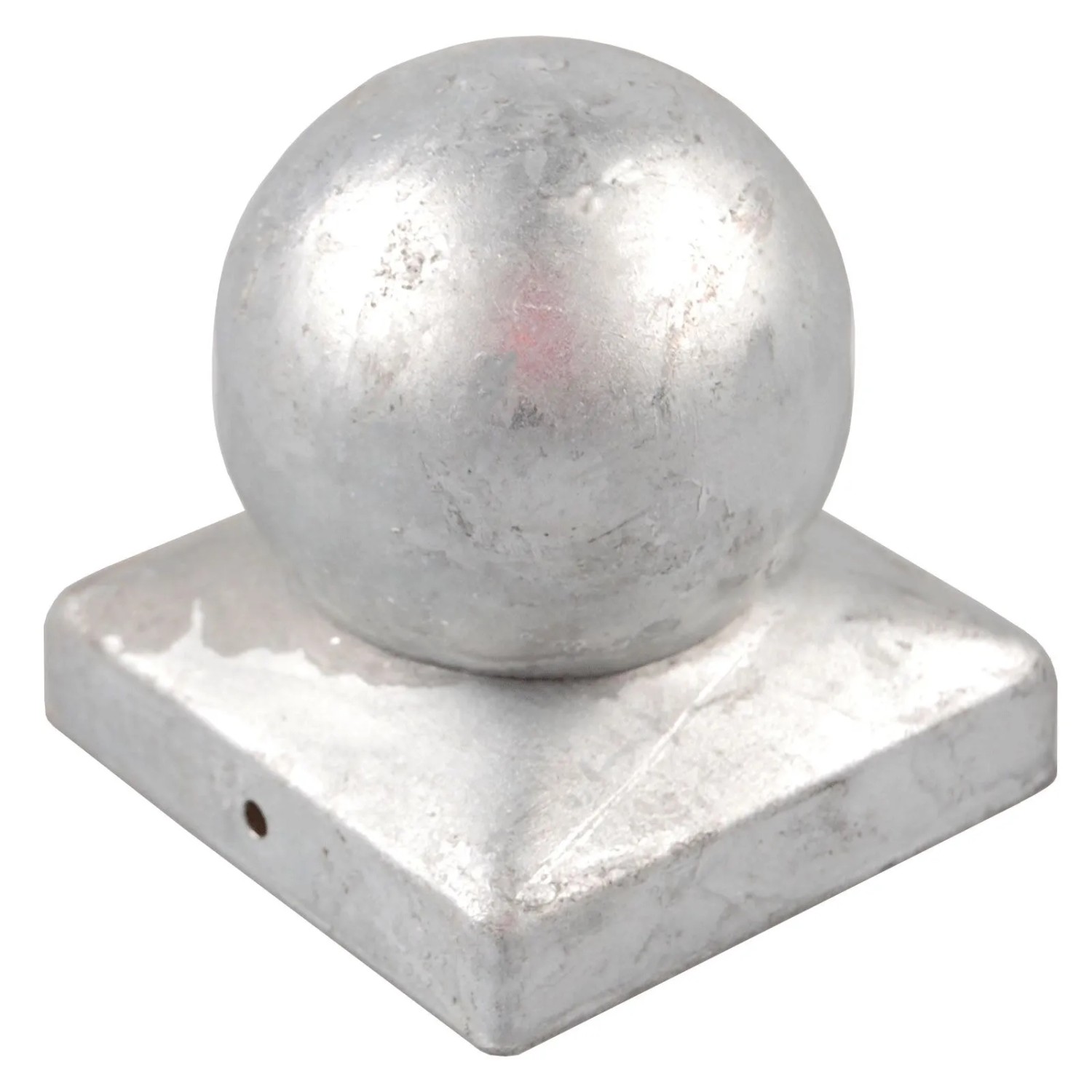 Verzinkte Holmwerk Pfostenkappe mit Kugel (71mm) für 7x7cm Pfosten als Zubehör für Zaunbau & Sichtschutz.