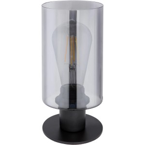 Globo Tischleuchte Hadera, schwarz matt, mit Glaszylinder. Design-Tischlampe für Innenräume.