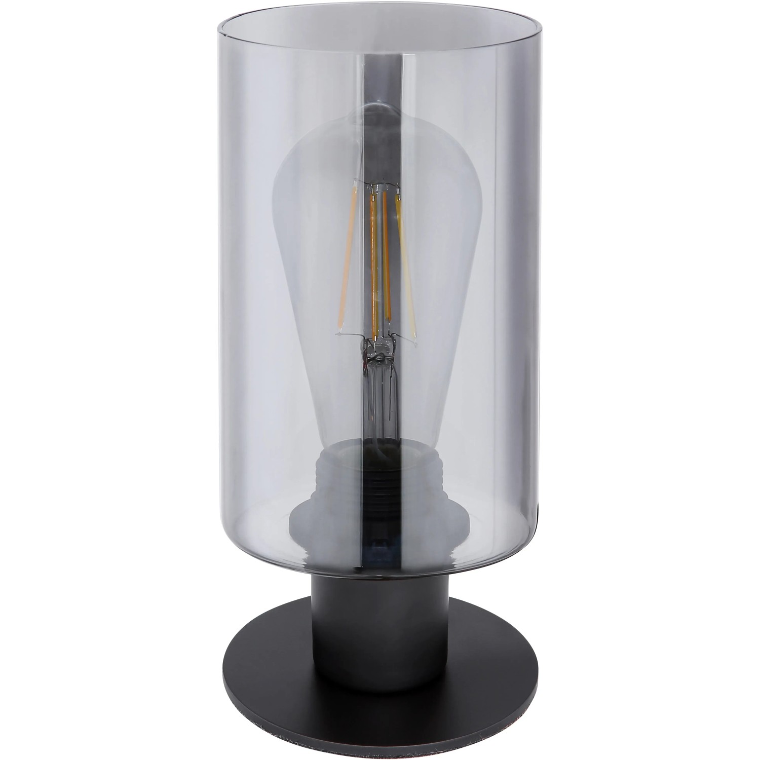 Globo Tischleuchte Hadera, schwarz matt, mit Glaszylinder. Design-Tischlampe für Innenräume.