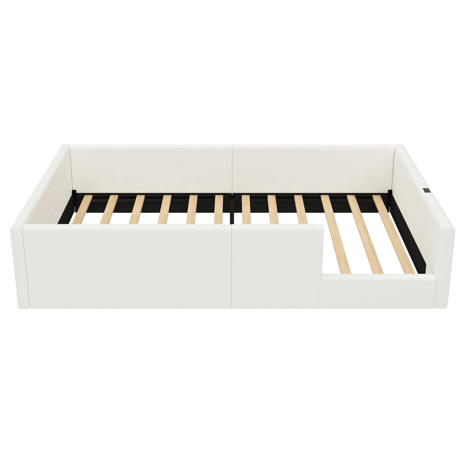 Merax Plattformbett 90x200 cm Gepolstert mit Schutzgeländer USB Weiß