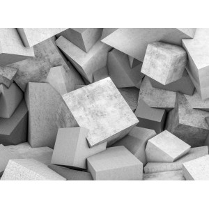 Fototapete mit 3D-Effekt: Graue Betonblöcke für moderne Wandgestaltung.