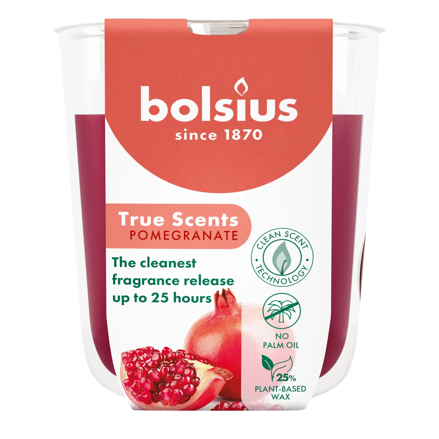 Bolsius Duftkerze True Scents Granatapfel im Glas Rot Klein