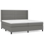 Dunkelgraues vidaXL Boxspringbett 200x200 cm mit Matratze und Kopfteil.