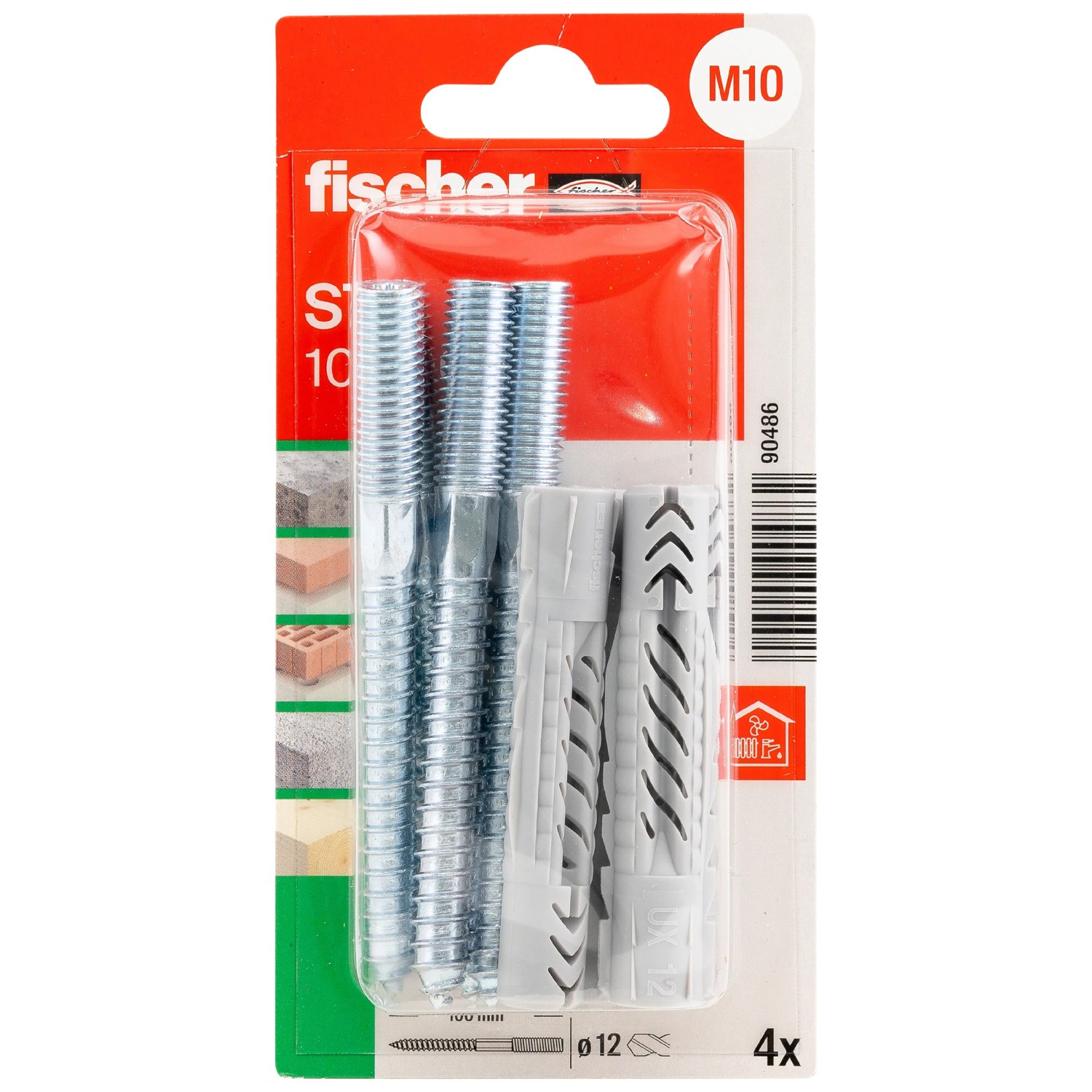 Fischer Universaldübel UX und Stockschraube STS 10 mm x 100 mm 4 Stück