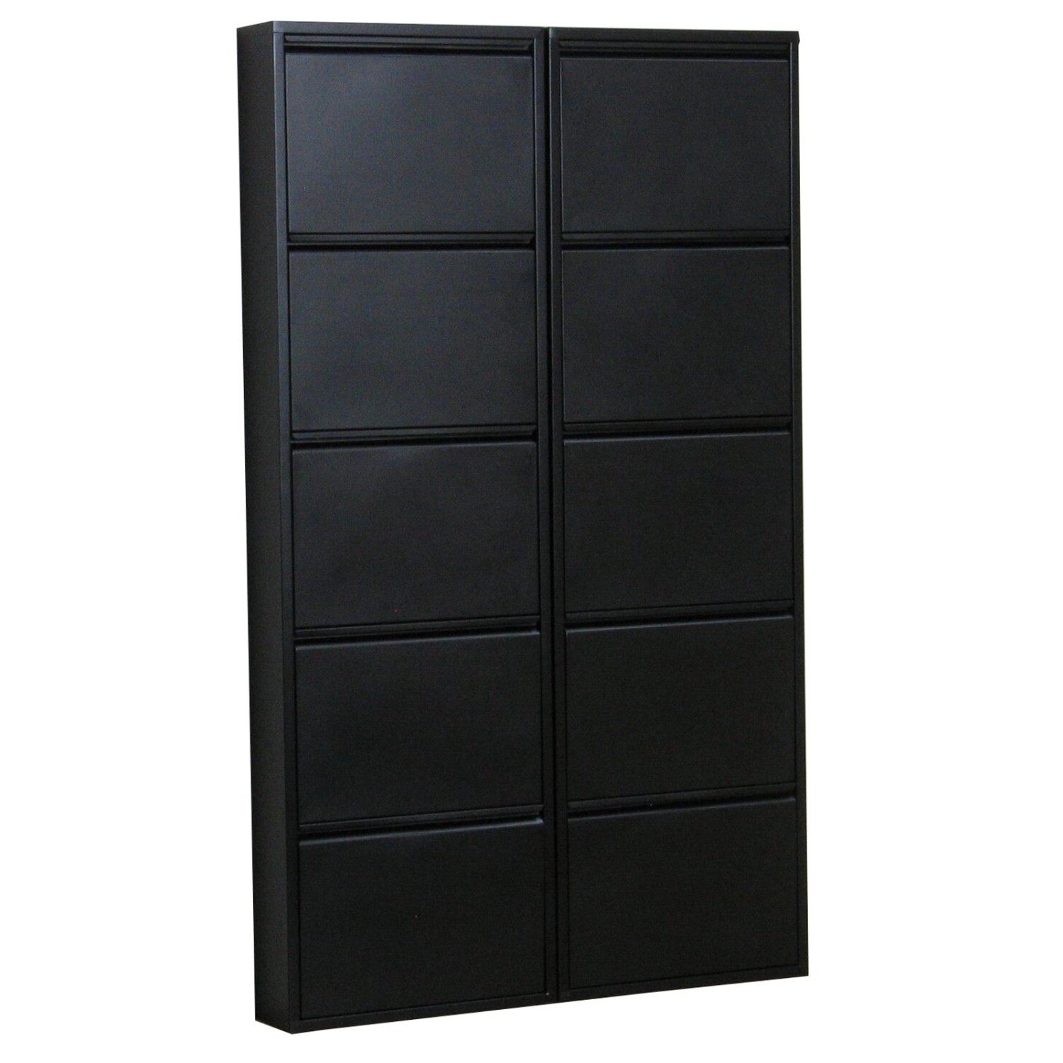 PREMTURE Schuhschrank 2-türig Mit Glas - Aufbewahrungsschrank 40x120cm Schwarz