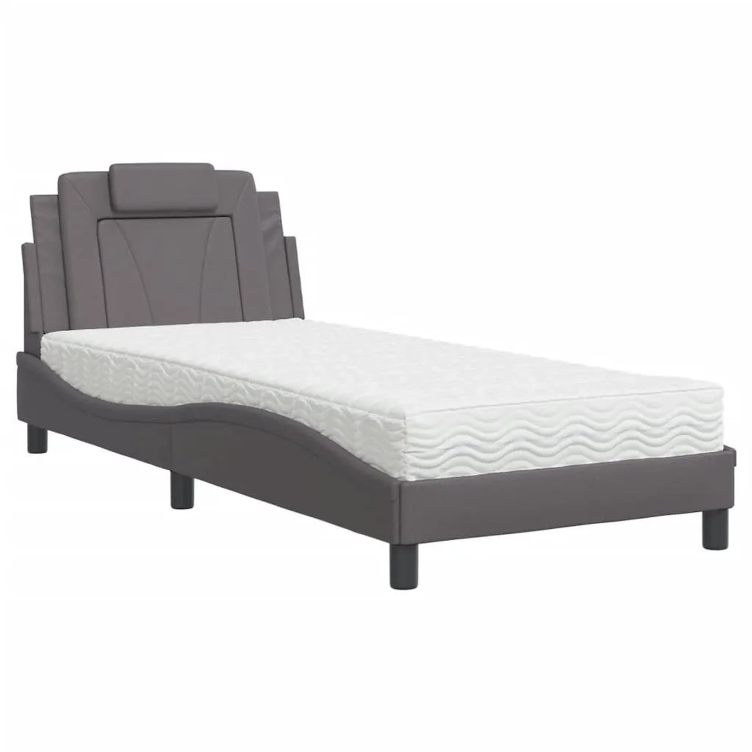 vidaXL Bett mit Matratze Grau 90x200 cm Kunstleder 3208771