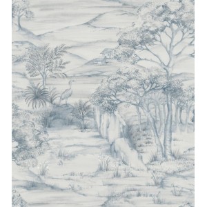 Sanders & Sanders Tapete Landschaft Blau und Weiß 53 cm x 1005 m