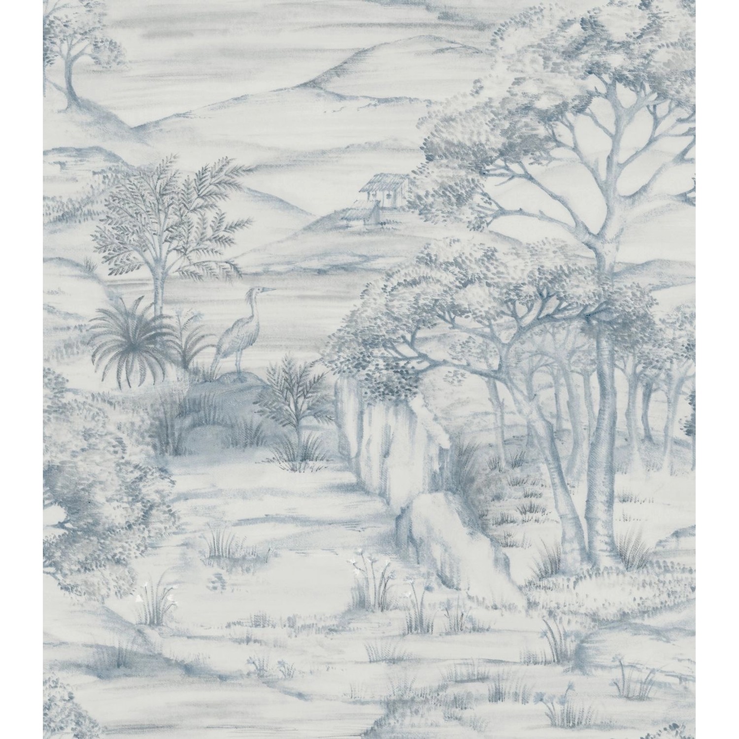 Sanders & Sanders Tapete Landschaft Blau und Weiß 53 cm x 1005 m günstig online kaufen